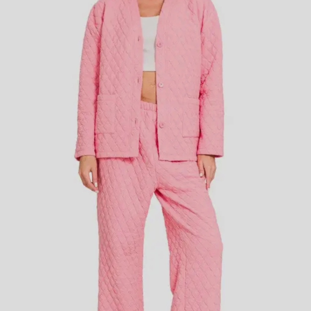 Quilted Cozy Lounge Set – Bubblegum Pink